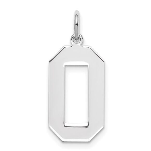 Sterling Silver, Athletic Collection, Large Polished Number 0 Pendant - Picture 1 of 5